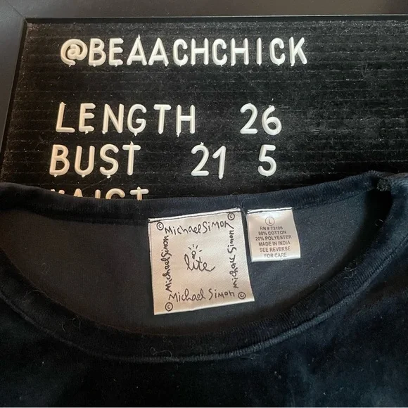 Michael Simon Lite Black Velour Christmas Tree Pullover Shirt Large Embroidered - Picture 7 of 7